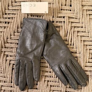 New Vintage Echo Leather Gloves Women Small Metallic Dark Grey Pewter